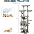 thumbnail image 3 of Royalbelle 74Inch Tall Light Gray Cat Tree, Large Cat Tower with Scratching Posts, 3 of 9