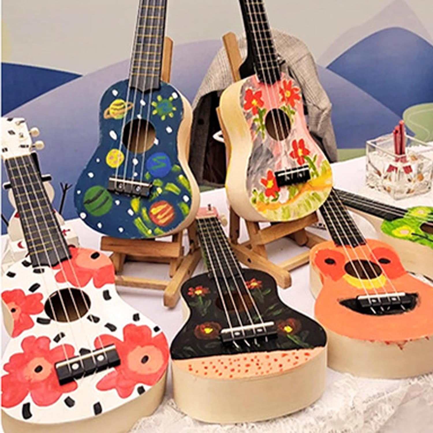 DIY Ukulele Kit, DIY Guitar Kit, Build Your Own Guitar with Our Paintable Ukulele Guitar Building Kit,Fun DIY Kit Ukulele for Kids, Children, Adults, Art Projects(24 Inch)