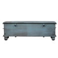thumbnail image 2 of 19 Inch Tall Bedroom Storage Wooden Bedroom Chest | Blue Color Coffee Table | Handcarved Hallway Solid Wood Blanket Storage Cabinet, 2 of 8