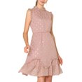 thumbnail image 1 of INSPIRE CHIC Women's Metallic Dots Print Sleeveless Ruffle Cocktail Dress, 1 of 7