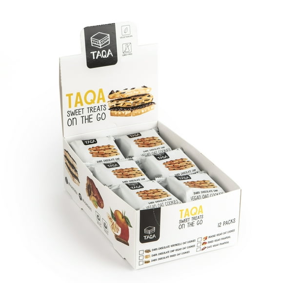Taqa Biscuits à l'Avoine - Biscuits Végétaliens aux Pépites de Chocolat Noir (Boîte de 12)