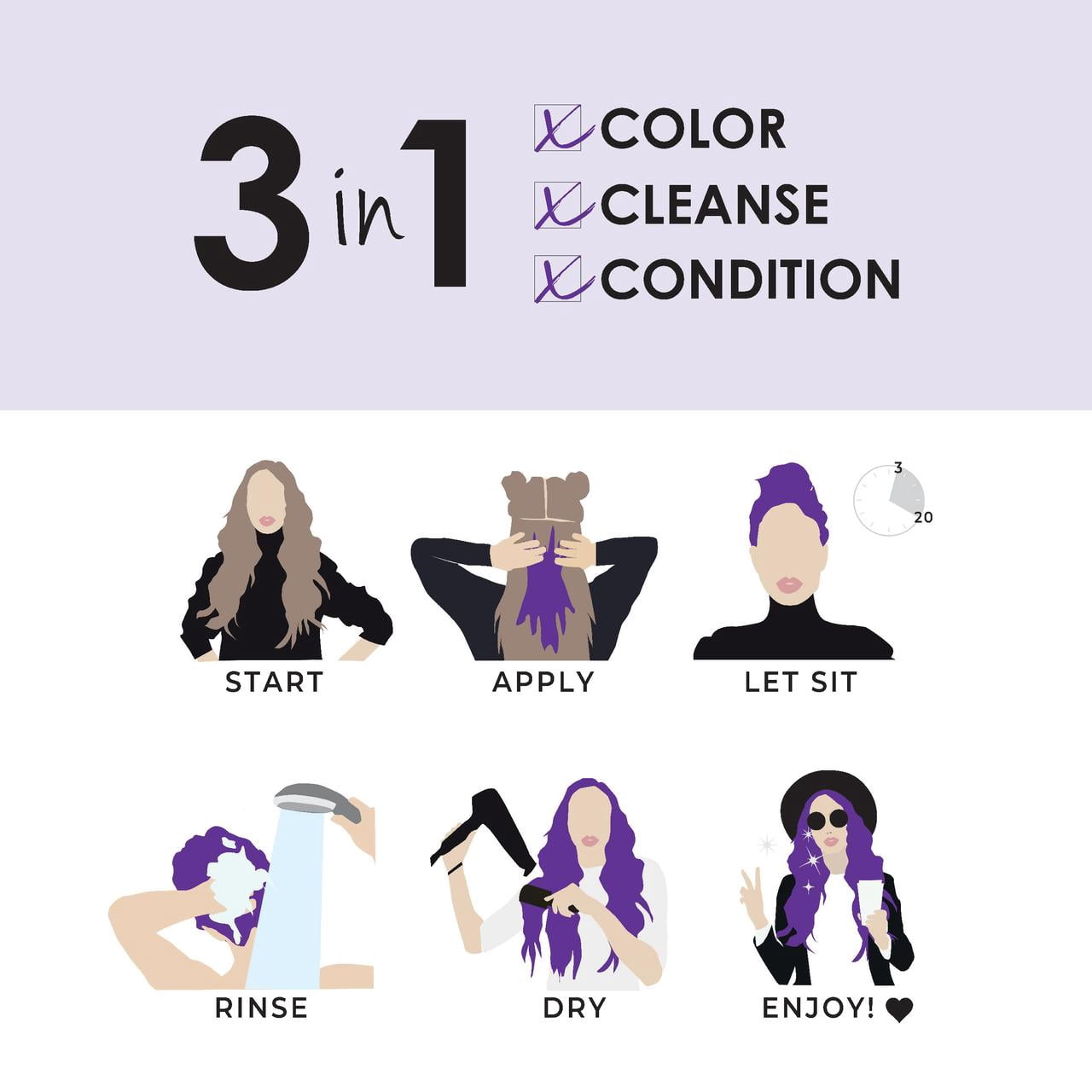Keracolor Clenditioner for Brunettes Hair Dye, Purple, 12 fl oz
