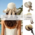 thumbnail image 3 of Noric Women's Wide Brim Sun Hat Summer Beach UV Protection with Big Bow Roll Up Edge Straw Hat​, 3 of 5