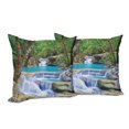 thumbnail image 6 of Ambesonne Nature Throw Pillow Cover 2 Pack, Rocks in Waterfall Lake, 18", Green Blue and Brown, 6 of 6