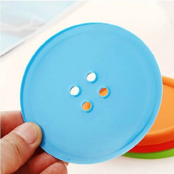 Soimiss Insulated Silicone Cup Coasters Non-Slip Button Design for Desks 15Pcs