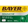 Bayer Headache Aspirin, 500mg Coated Tablets with Caffeine, 50 Count