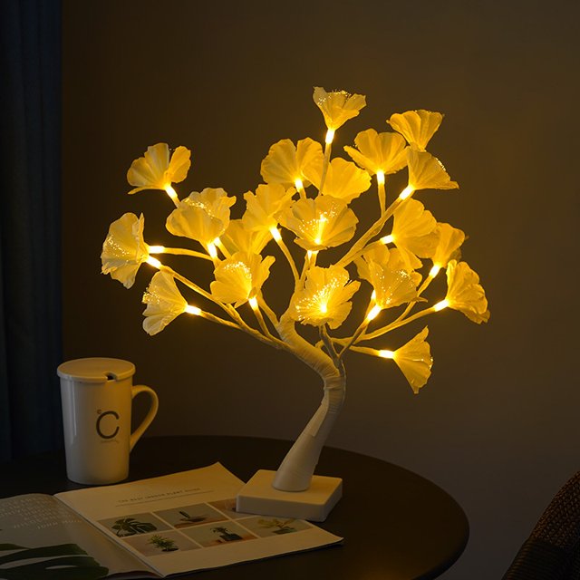 1pcs 17.7 "/ 45CM Luces de árbol de flores de fibra óptica led Arreglo de fiesta de Navidad Árbol que brilla intensamente Acción de gracias Paisaje interior y exterior Luces de decoración del hogar JAMW Sencillez