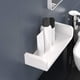 thumbnail image 5 of Estantes de baño de plástico blanco para montaje en pared, estantes de pared flotantes en forma de U con ventosa, suministros de ducha (medio), 5 of 5