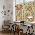 thumbnail image 5 of Gray Green Boho Floral Kitchen Curtain for Berdoom Living Room Cafe 54 Inch Length, Vintage Abstract Ethnic Flowers Tiers Curtains Light Filtering Drapes Window Treatment 2 Panels 52"Wx54"L, 5 of 8