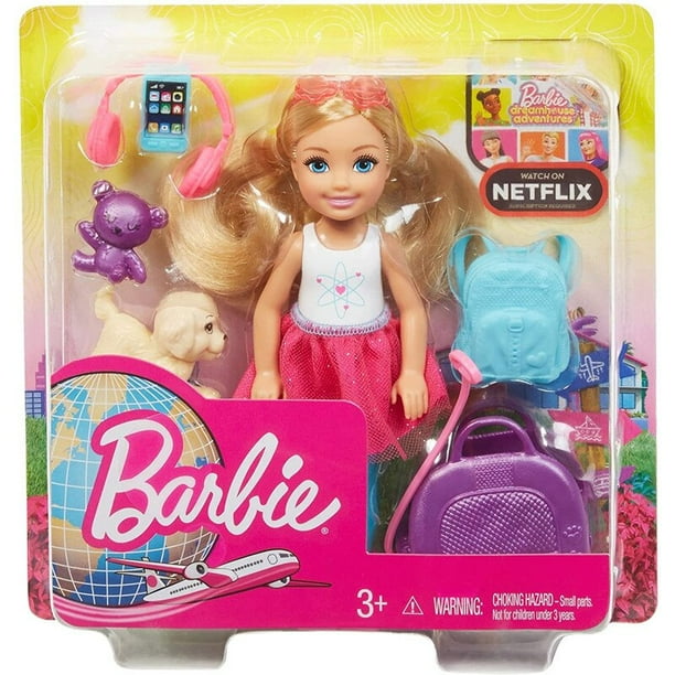 Muneca de viaje Barbie Original muneca de viaje Barbie Chelsea con mas de 10 accesorios juguete para regalo de cumpleanos para ninas FWV25 FWV20 xuanjing unisex Walmart en linea