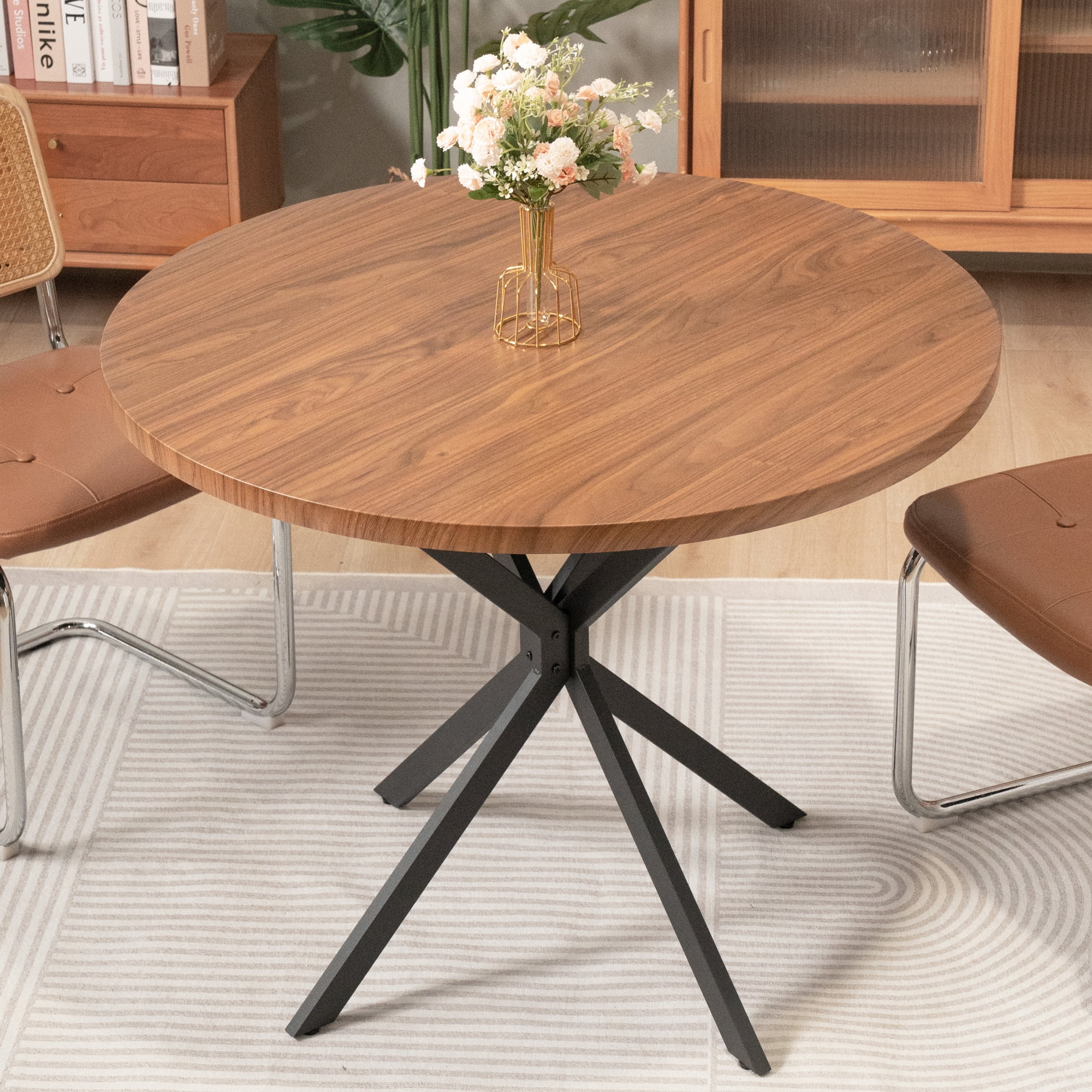 Cvortll Round Dining Table for 4 People, 39 inch Modern Round Dining Table with Metal Legs, Kitchen Dinner Table for Living Room, Dining Room