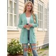 thumbnail image 6 of Cardigan Sweaters for Women Casual Open Front Long Sleeve Knit Coat with Pockets Trendy Light Green M, 6 of 9