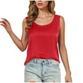 thumbnail image 2 of HOZADOIE Tank Tops for Women Satin Spring Summer Sleeveless Stylish Solid Color Crew Neck Camisole Loose Fit Breathable Daily Casual Wear Versatile Loungewear Tunic Shirts, 2 of 7