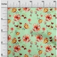 thumbnail image 1 of oneOone Viscose Chiffon Mint Fabric Flower & Leaves Watercolor Quilting Supplies Print Sewing Fabric By The Yard 42 Inch Wide, 1 of 4