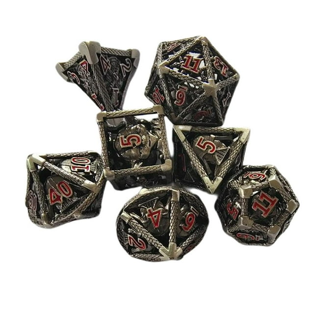Dados DND 7x Brass DND Dice D&D Dice Set Dados De Entretenimiento Para RPG MTG Negro Rojo Negro rojo Magideal Dados DND