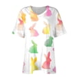 thumbnail image 4 of Hfnxid Women Plus Size Easter Top Floral Bunny Graphic T-Shirts Fashion Loose Fit Short Sleeve Shirt Holiday Beach Vacation Casual Tops Multicolor XXXL, 4 of 6