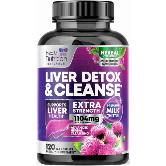 Gentle Liver Cleanse Detox & Repair Formula - Advanced Liver Support Supplement with Silymarin Milk Thistle, Dandelion Root, Artichoke Extract, Turmeric, Choline, & Beetroot - 120 Veggie Capsules