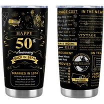 Happy 50th Anniversary Wedding Gifts for Men Women 50th Anniversary Tumbler 50 Years Wedding Gifts for Couple Wife Husband Back in 1974 Stainless Steel Vacuum Insulated Tumbler 20 oz