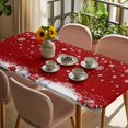 thumbnail image 3 of Red Christmas Table Cloths for 3 Foot Rectangle Tables, Snowflake Winter Xmas Ball Patio Waterproof Elastic Fitted Tablecloths, Washable Rectangular Table Cover for Camping, 3 of 8
