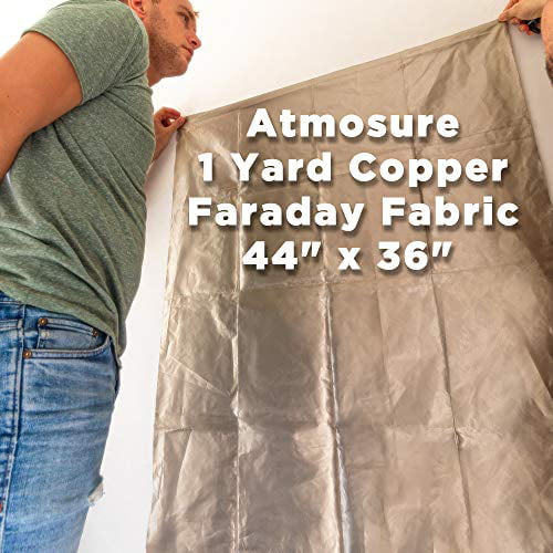 Atmosure 1 Yard Copper Faraday Fabric (44 x 36) — EMF & 5G Blocker —  Negative Signals Protection from 5G Cellular Signal, WiFi, Bluetooth, GPS —  EMF Protection Blanket 