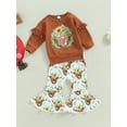 thumbnail image 3 of Bagilaanoe 2Pcs Toddler Baby Girl Long Pants Set Floral Print Long Sleeve Pullover Tops + Flare Trousers 6M 12M 18M 24M 3T 4T Kids Casual Outfits, 3 of 9