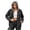 Gray, variant on Nowekniz Women's Hooded Denim Shacket Jacket, Drawstring Button Front Long Sleeve Washed Jean Jacket with Pockets, Casual Western Outerwear