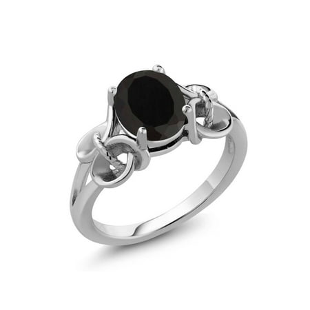 - 2.60 Ct Oval 9x7mm Black Onyx 925 Sterling Silver Women's Ring