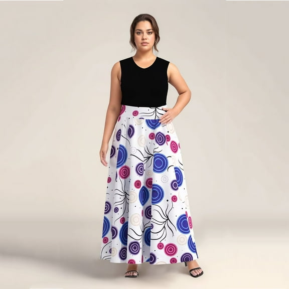 African Skirt for Women Ankle Length Cotton Dashiki Print Long Skirt