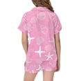 thumbnail image 3 of MEZZALL Girls Satin Pajamas Sets Ocean Themed Print Short Sleeve Lapel Button Down Tops & Shorts Sleepwear For Kids Soft Wear Casual Night Toddler Trendy Nightwear, 3 of 3