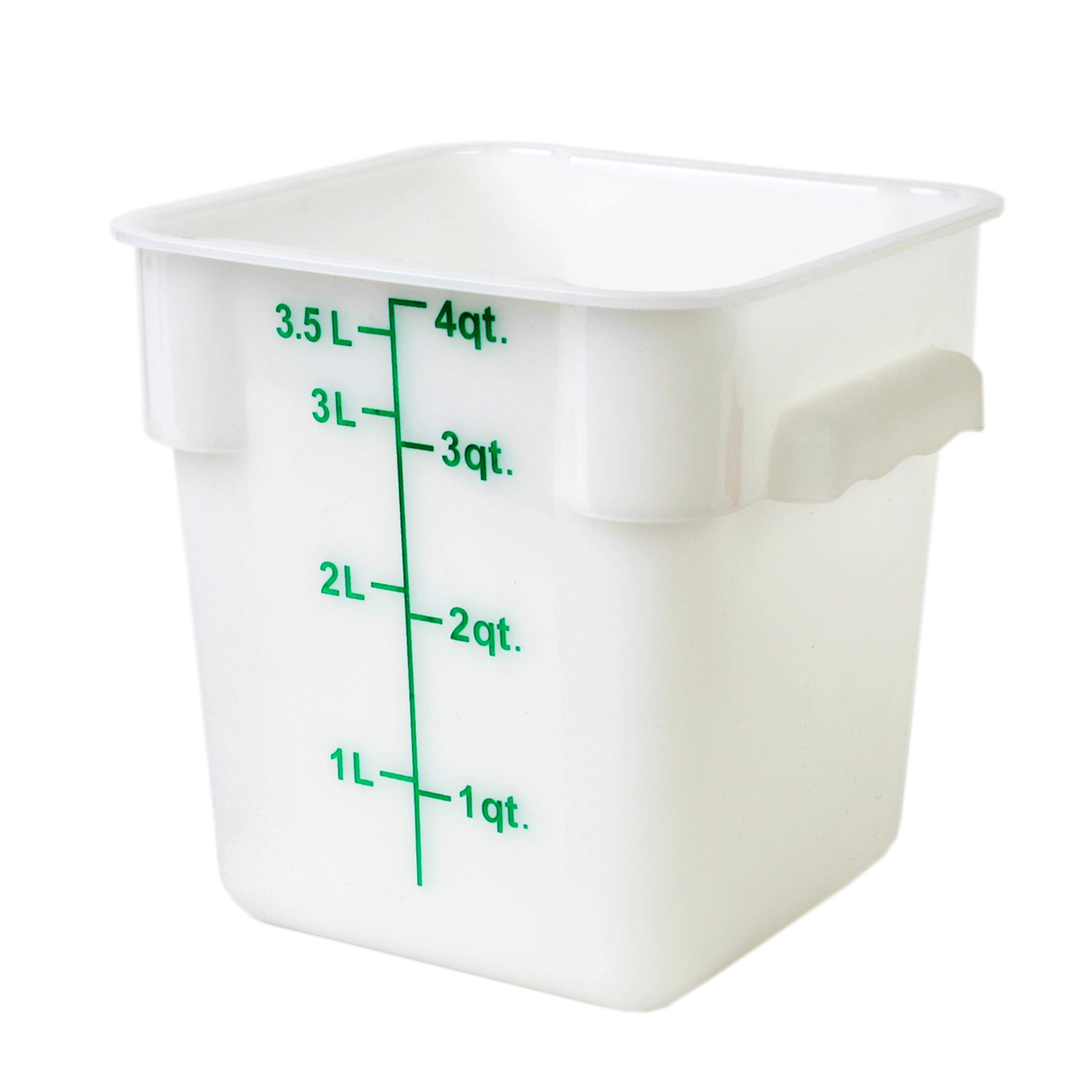 Excellante 4 quart plastic square food storage containers white, NSF