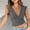 Grey, variant on Womens Tshirt Sleeveless Deep V Neck Fashion Hottie Tee Crop Top Streetwear Summer Green
