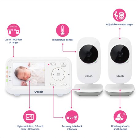 Moniteur Video Numerique Pour Bebe Vtech Vm3252 2 Avec 2 Cameras Lcd 2 8 Quot 1 Unite Blanc Walmart Canada