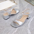 thumbnail image 4 of hoksml Women's Square Toe Block Heel Sandals, Adjustable Ankle Strap Dress Shoes, Multicolor, 4 of 9