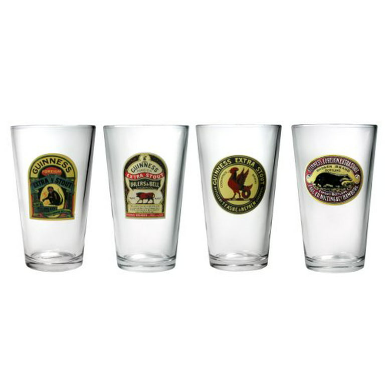 Guinness Assorted 16 oz. Vintage Ad Pub Pint Beer Glass, Set of 4