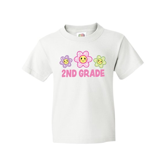Inktastic 2nd Grade with Polka Dot Flowers Youth T-Shirt