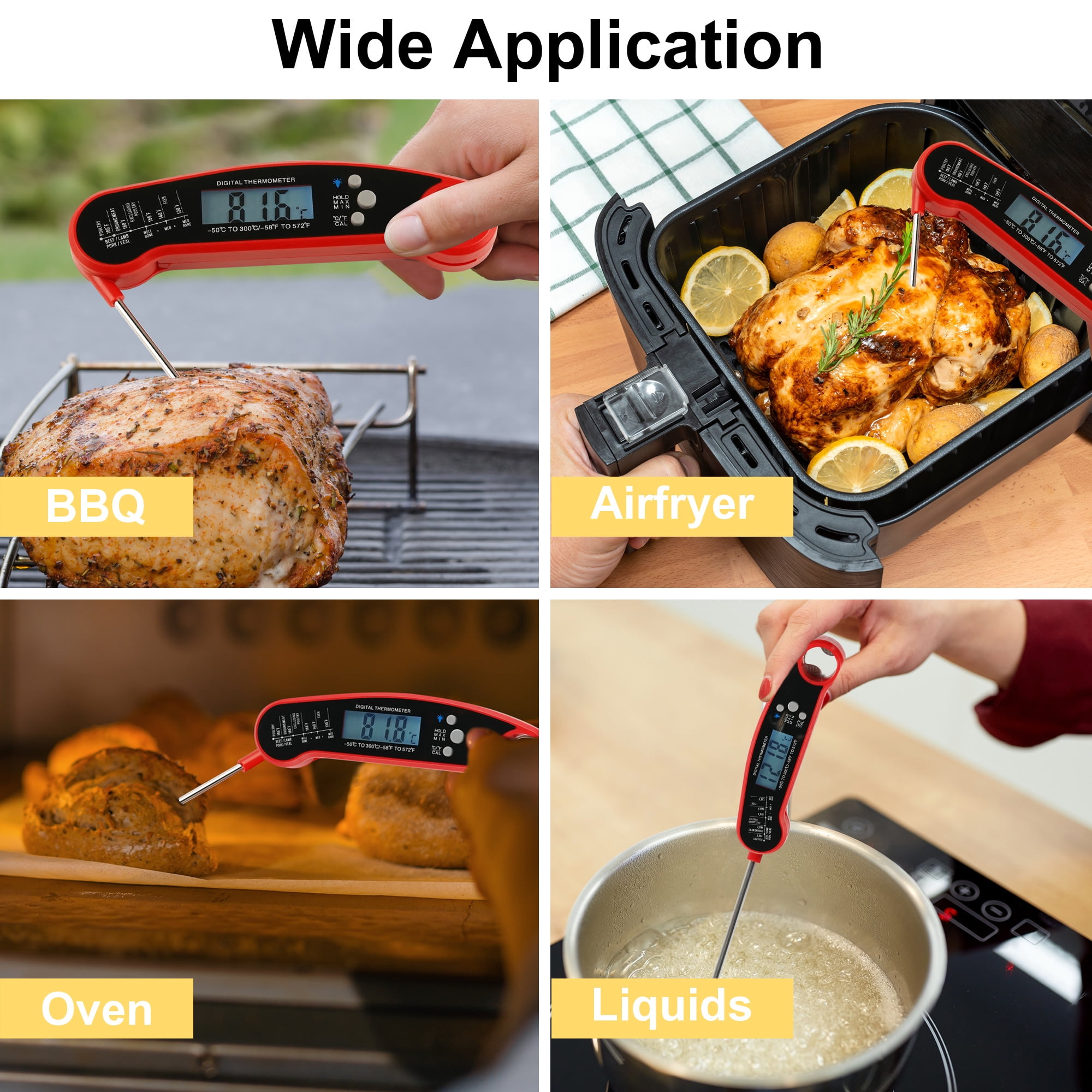 AGCAN Digital Meat Thermometer Instant Read Food Thermometers for BBQ Grilling Cooking