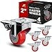 thumbnail image 3 of Online Best Service Lot de 4 Roulettes Pivotantes sur Roues en Polyuréthane Rouge (2 Pouces avec Frein), 3 of 4