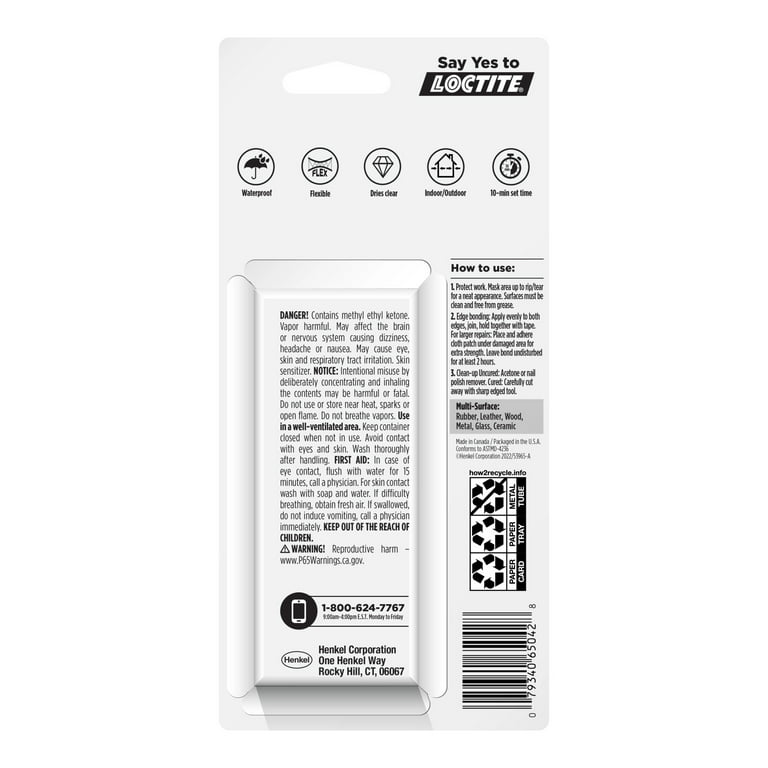  Loctite Vinyl, Fabric and Plastic Repair Adhesive 1-Ounce Tube  (1360694) - 3 Pack : Automotive