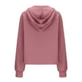 thumbnail image 5 of IROINNID Hoodie for Women Solid Casual Pullover Loose Long Sleeve Fall Basic Hoodie with Zipper Pocket,Pink, 5 of 6