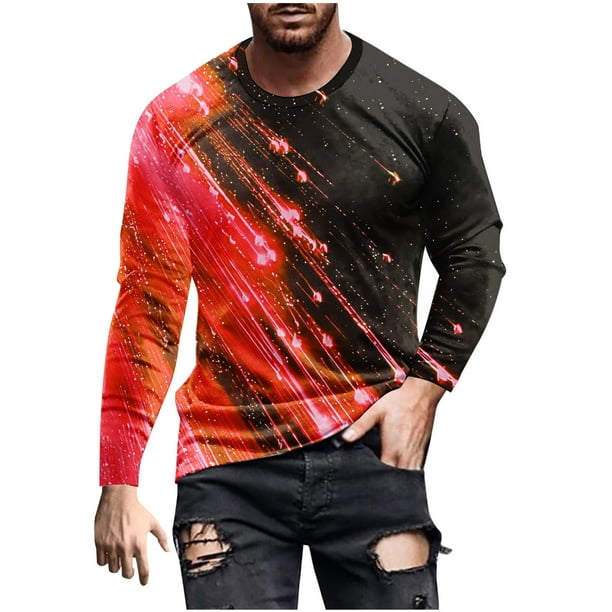 Blusas y camisas de manga larga y cuello redondo para hombre, camisetas casuales con estampado de moda y cuello redondo, blusas de licra de manga corta para hombre.