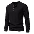 thumbnail image 2 of Men Henley Long Sleeve T-Shirt Casual Pullover Soft Stretch Basic Fall Tops Cotton Button Solid Color 2025, 2 of 5