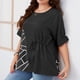 thumbnail image 5 of Fiudx Ropa de Mujer Blusa Holgada de Manga Corta con Cuello Redondo y Manga Corta Informal de Verano de Gran Tamaño para Mujer, 5 of 6