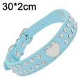 thumbnail image 2 of Correa de cuero con remaches de corazón brillante con diamantes de imitación de 2 filas para collar de perro de tamaño pequeño, 2 of 5