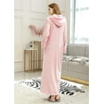 thumbnail image 4 of LOFIR Womens Zip Up Fleece Robe with Hooded Warm Plush Luxury Long Bathrobe for Ladies (L/XL, Pink), 4 of 8