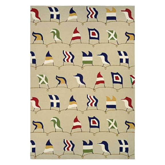 Couristan Outdoor Escape Nautical Flags Indoor/Outdoor Area Rug, 5'6" x 8', Sand