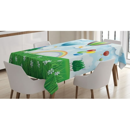 

Ambesonne Pinwheel Tablecloth Rectangular Table Cover Spring Field Fantasy 60 x90 Multicolor
