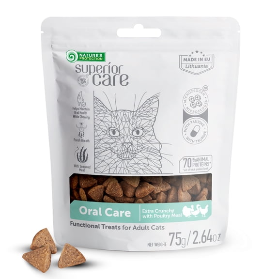 Nature's Protection Superior Care Adult Cat Treats for Oral Care, Extra Crunchy, Poultry, 2.64oz