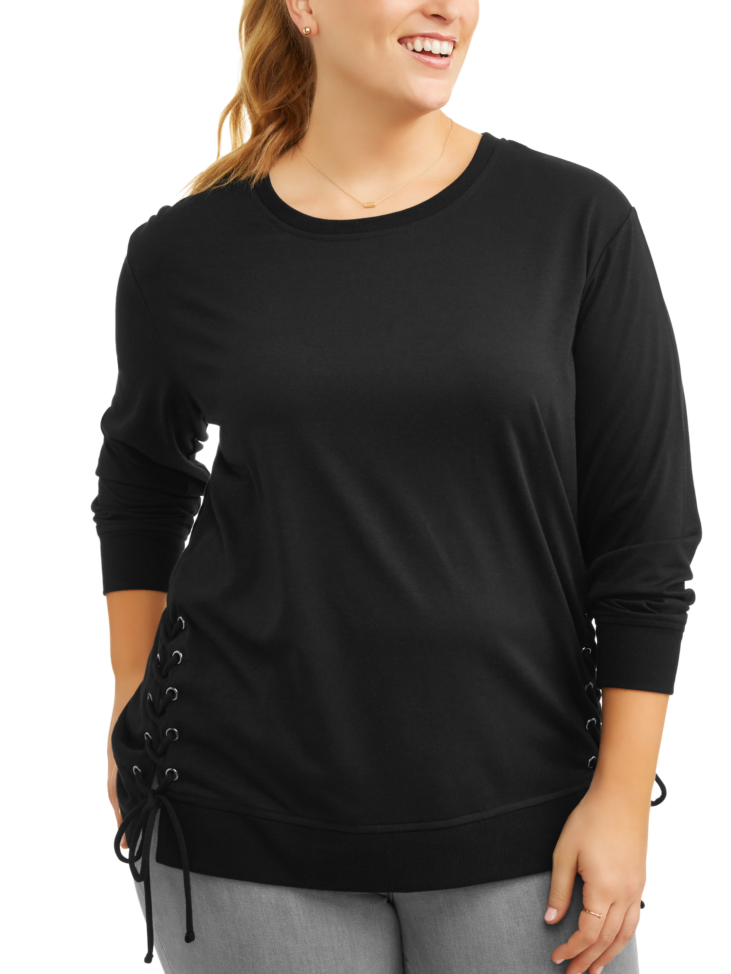 women's lace up sweatshirt