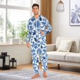 thumbnail image 6 of FORMRS Onesies Pajama for Adults Unisex Hoodie Winter Jumpsuit One Piece Sleepwear, Sizes S-2XL, Blue Floral Pattern, 6 of 7