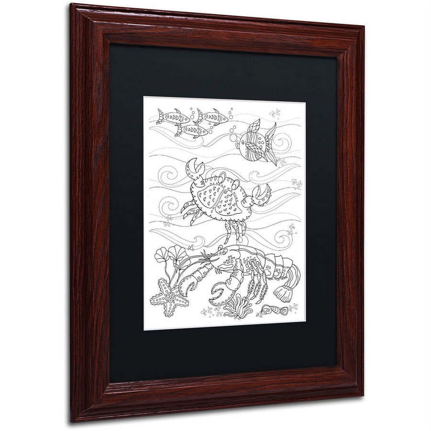 Trademark Fine Art "Crab And Lobster" Canvas Art by Lisa Powell Braun, Black Matte, Wood Frame